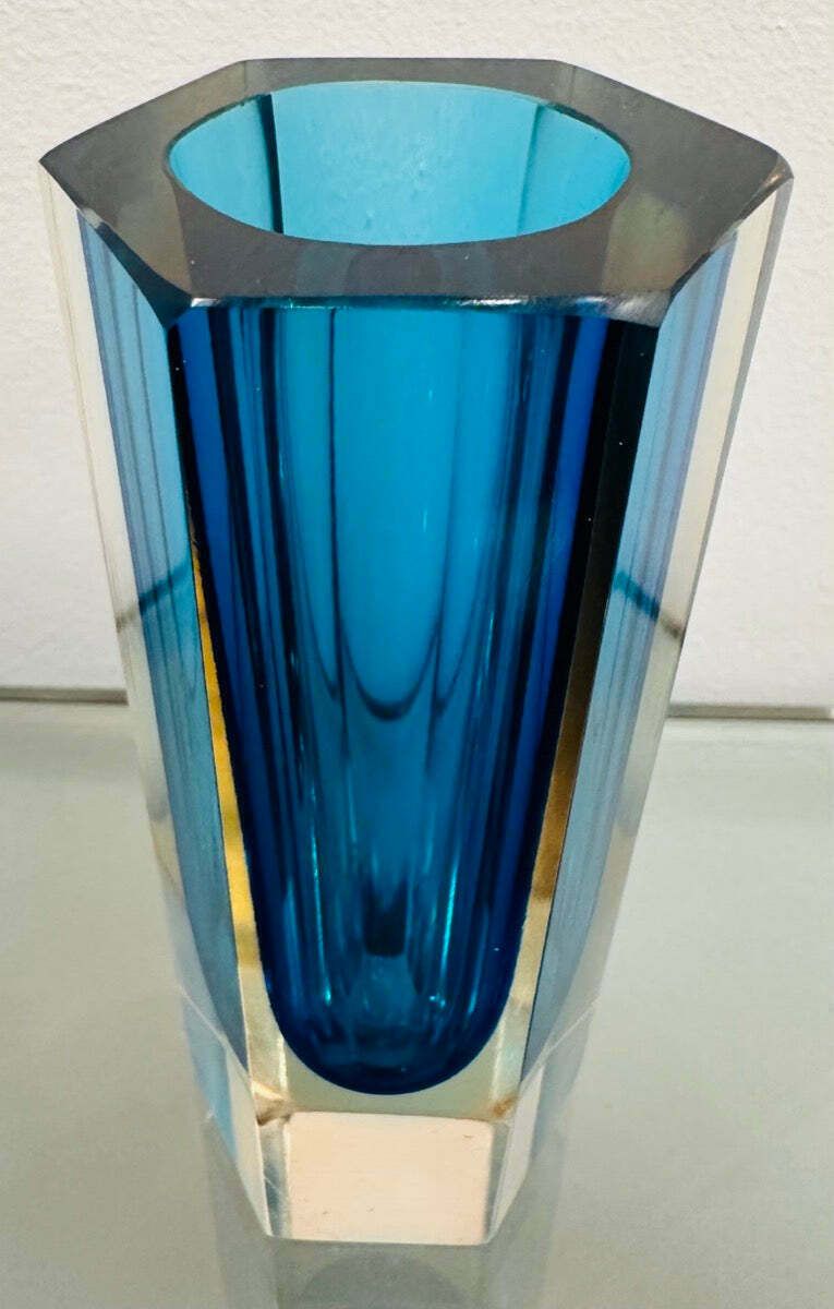 photo furniture Small 1960s Italian Murano Turquoise Glass Vase
