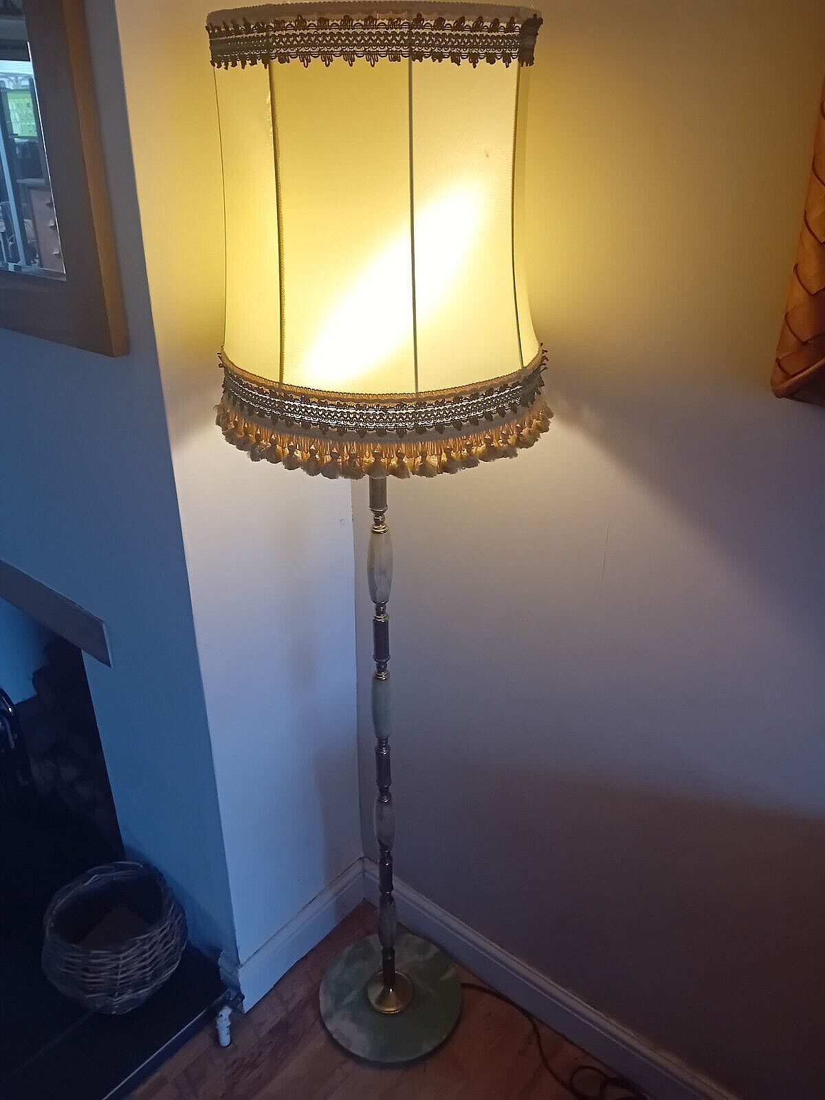 photo for sale Beautiful 1960's Onyx And Brass Gilt Mid Century Floor Lamp / Standard Lamp