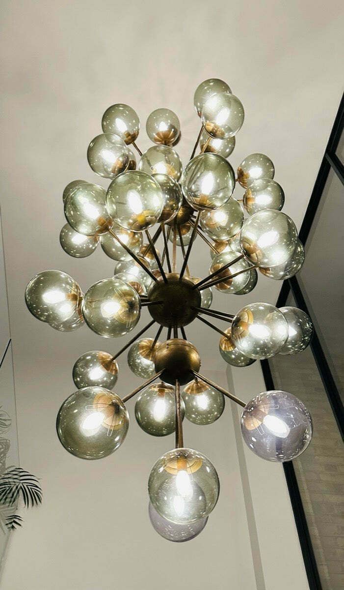 Large Italian Modern Glass & Brass Sputnik Chandelier photo buy
