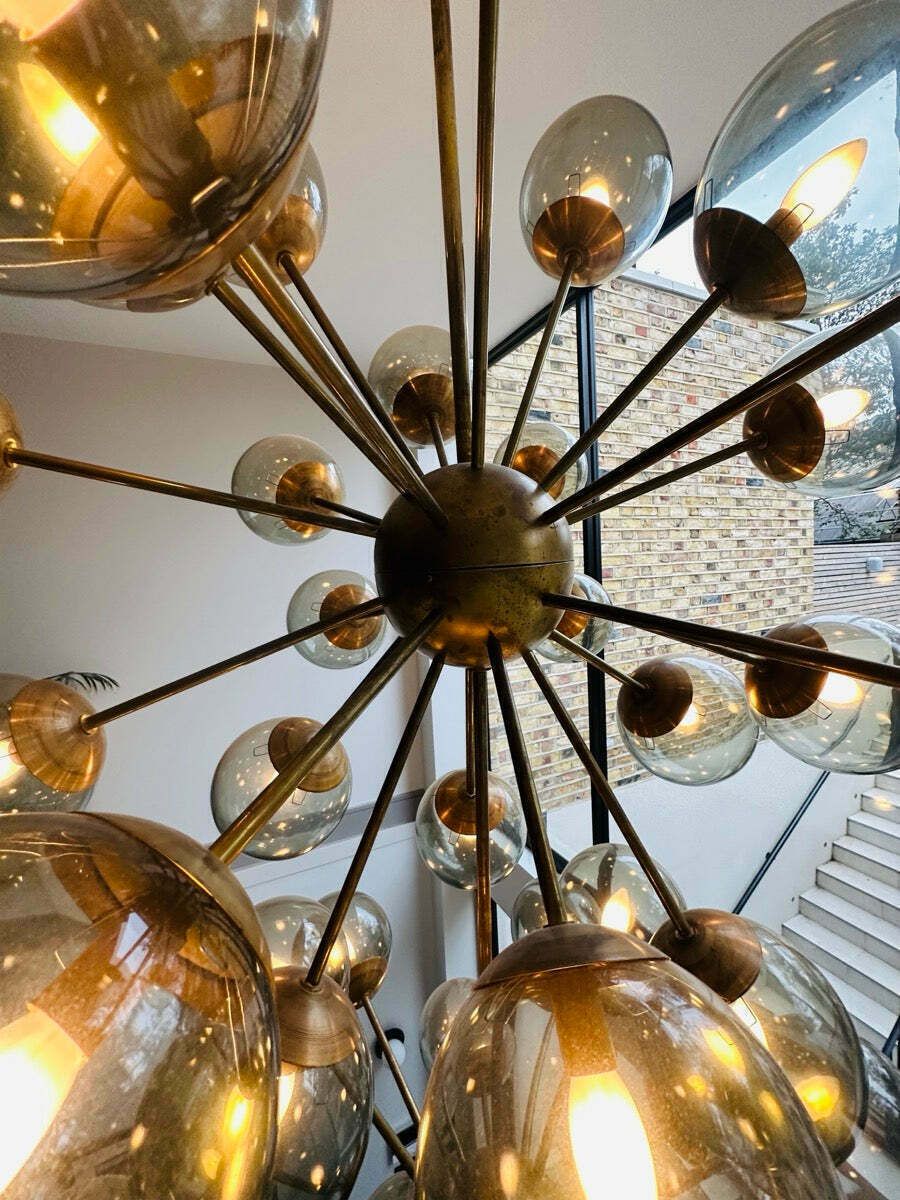 6500.0 Large Italian Modern Glass & Brass Sputnik Chandelier photo