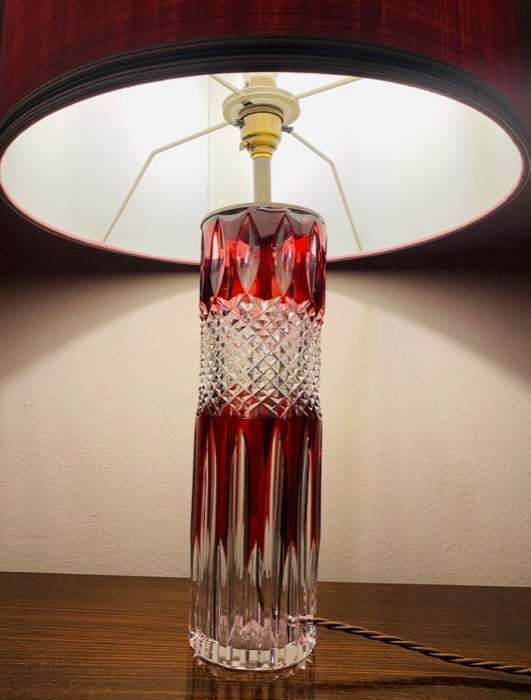 photo furniture 1950s Vintage Val Saint Lambert Ruby Red And Clear Cut Crystal Glass Table Lamp