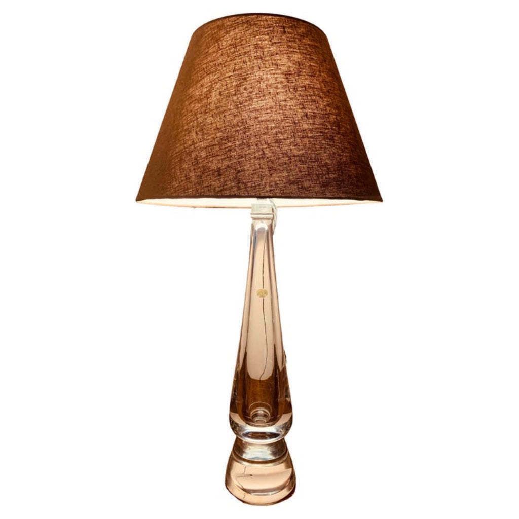1970s Belgium Val Saint Lambert Clear Crystal Glass Table Lamp photo 295.0