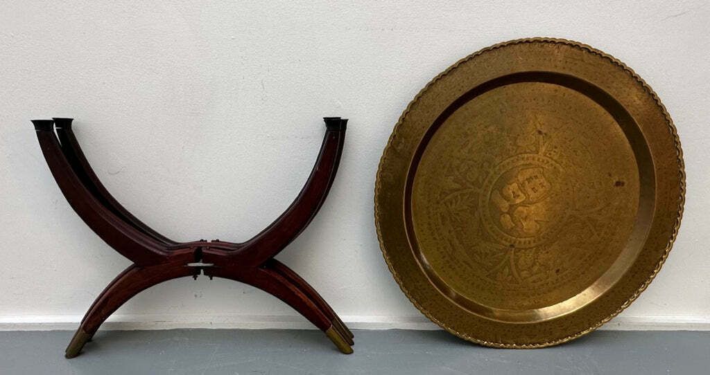 photo for sale 1960s Hong Kong Spider Leg Foldable Coffee Or Tea Service Side Or Coffee Table