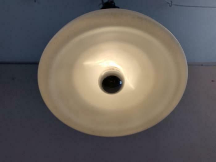 265.0 1970s German Peill & Putzler Opaline & Chrome Pendant Hanging Light photo