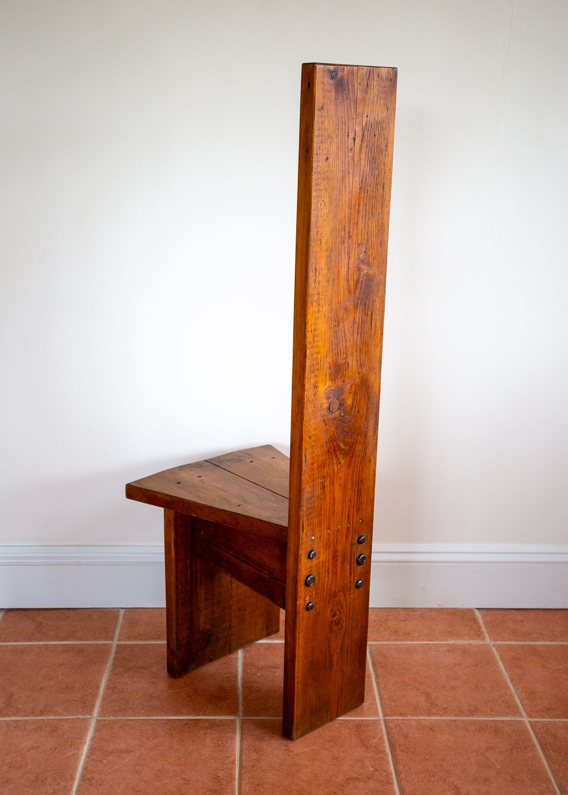 Brutalist Artisan Accent Chair Mid Century Tall Back Statement Pine Iron Rustic Craftsman Architectural Farmhouse Minimalis.T Reclaimed Primitive Folk photo vintage