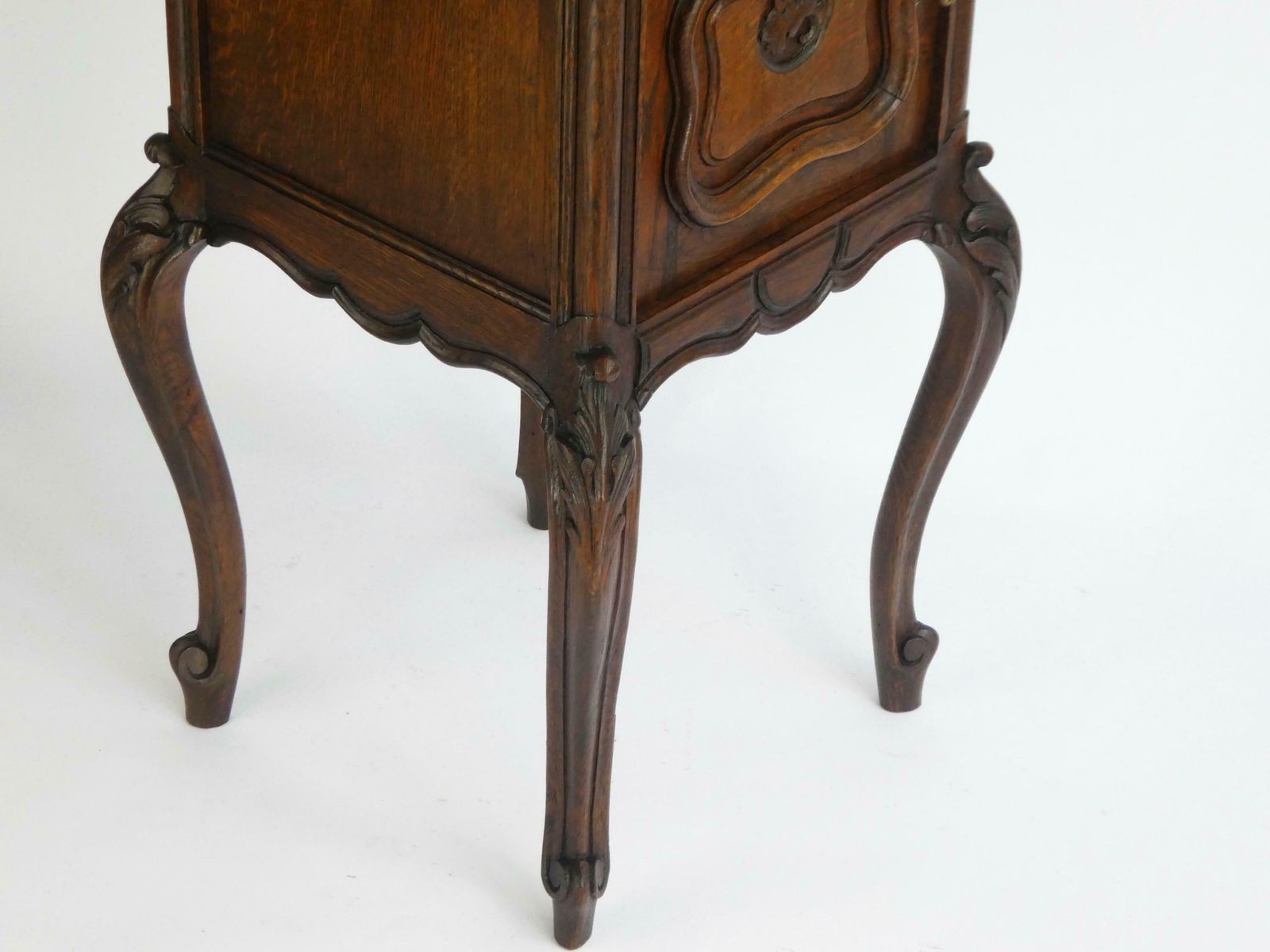 Antique French Louis XV Wooden Side Table With Marble, Walnut Carved Tall Chest, Beside Table, Entryway Furniture photo Furniture