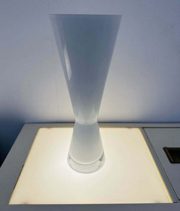 1960s White & Clear Encased Conical Glass Vase Attr. Holmegaard photo 95.0