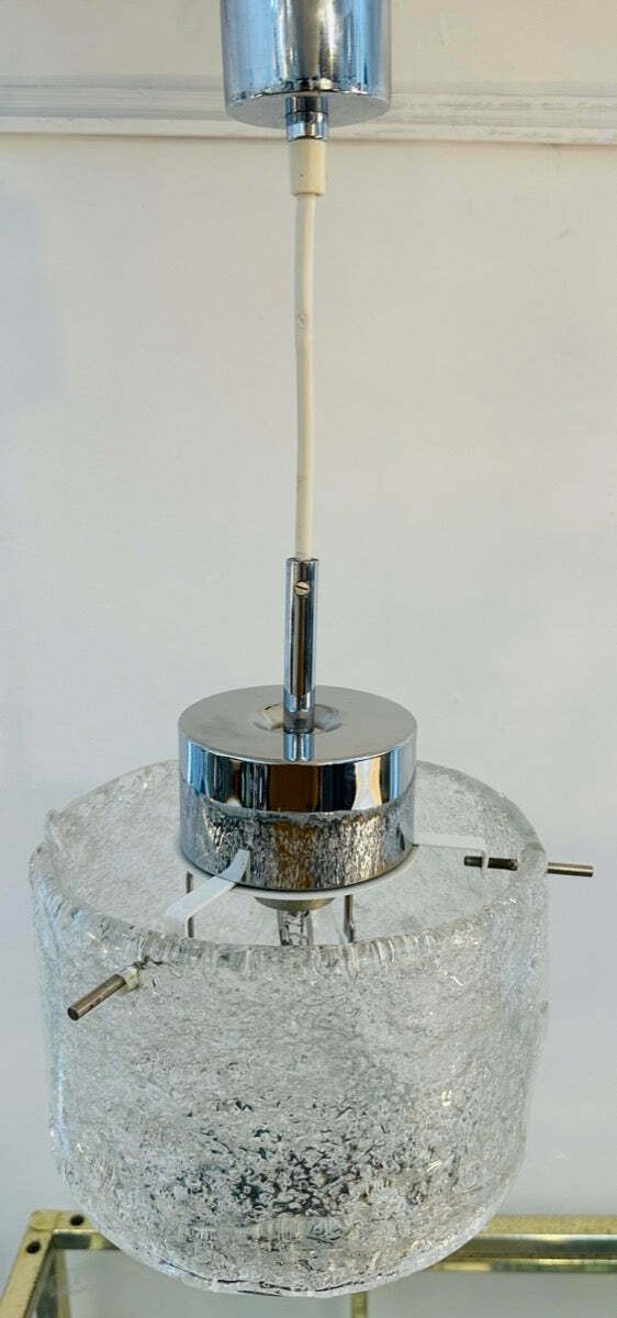 1970s German J. T. Kalmar Frosted Glass Pendant Light photo Lighting