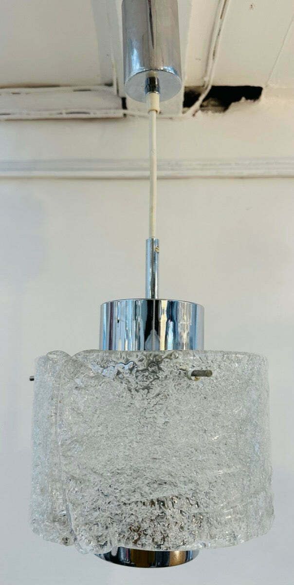 1970s German J. T. Kalmar Frosted Glass Pendant Light photo 285.0