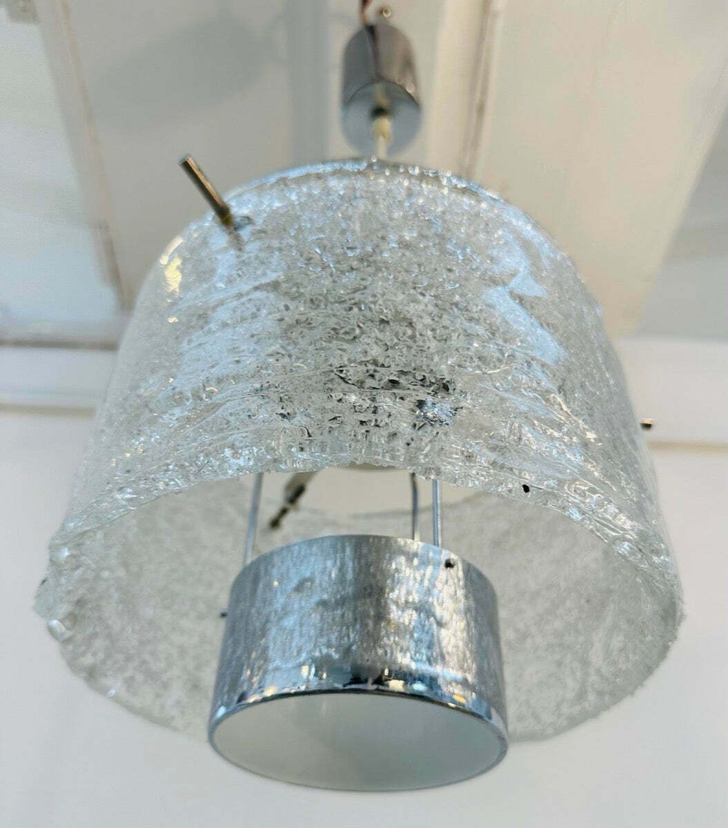 1970s German J. T. Kalmar Frosted Glass Pendant Light photo buy