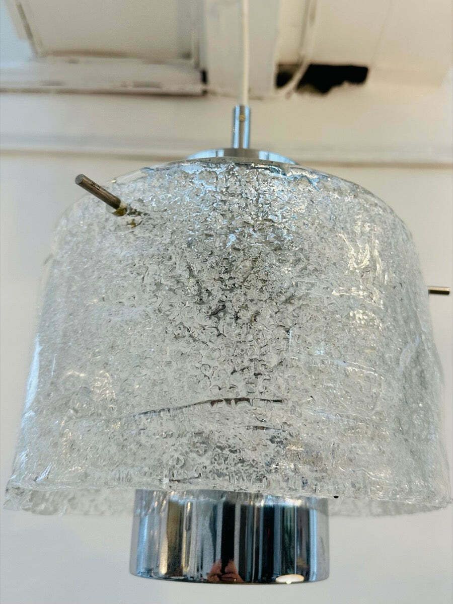 1970s German J. T. Kalmar Frosted Glass Pendant Light photo vintage