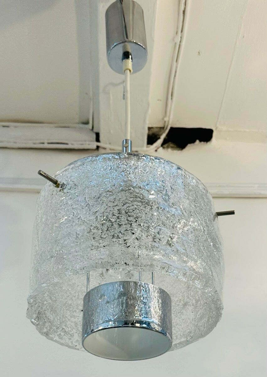 photo vinterior 1970s German J. T. Kalmar Frosted Glass Pendant Light