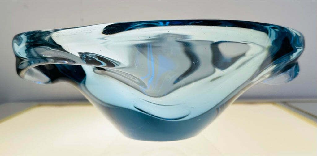1960s Danish Blue Glass Bowl Attributed To Holmegaard photo Home Decor