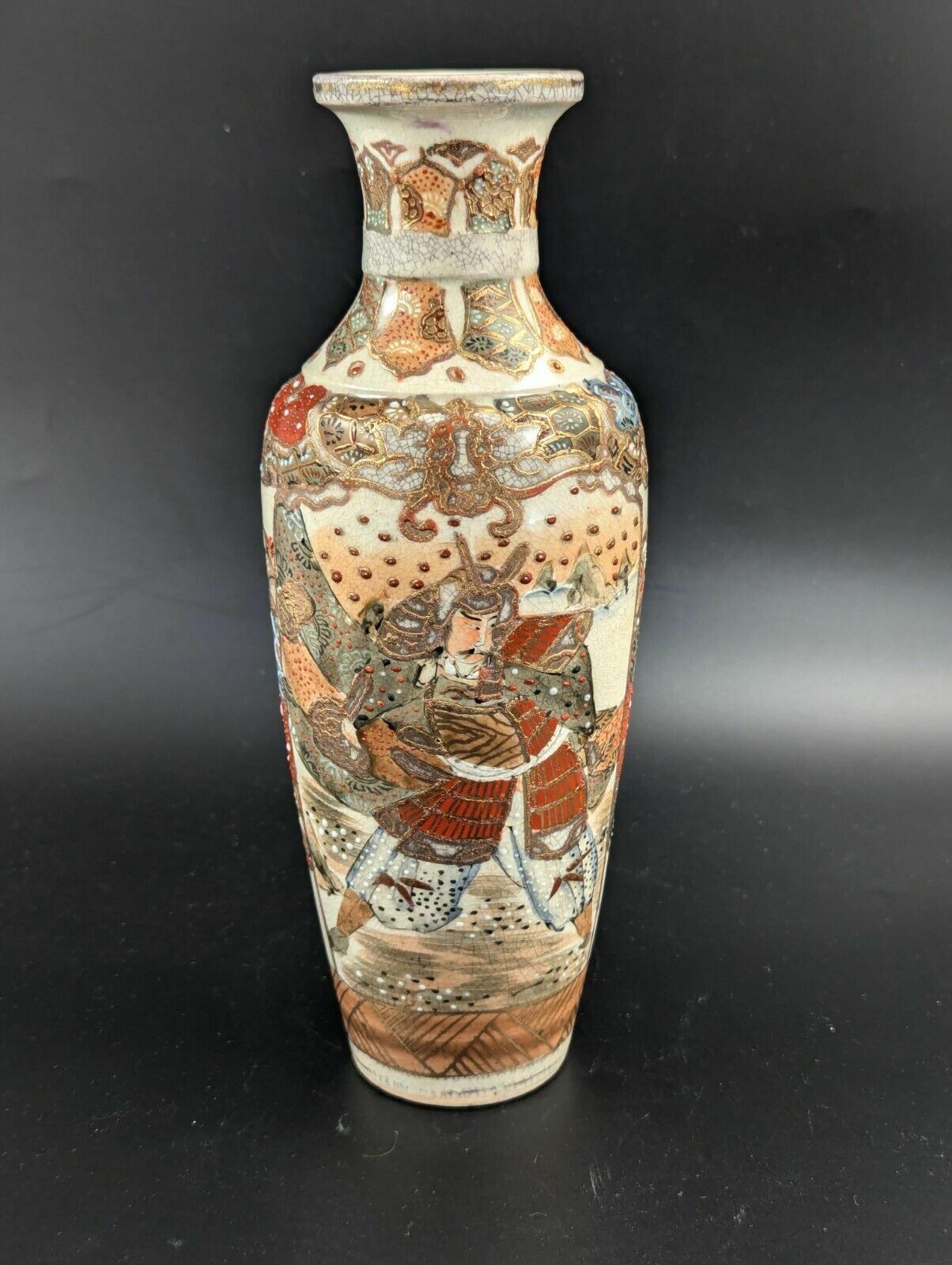 Antique Hand Painted Satsuma Vase, Japan, Meiji Period