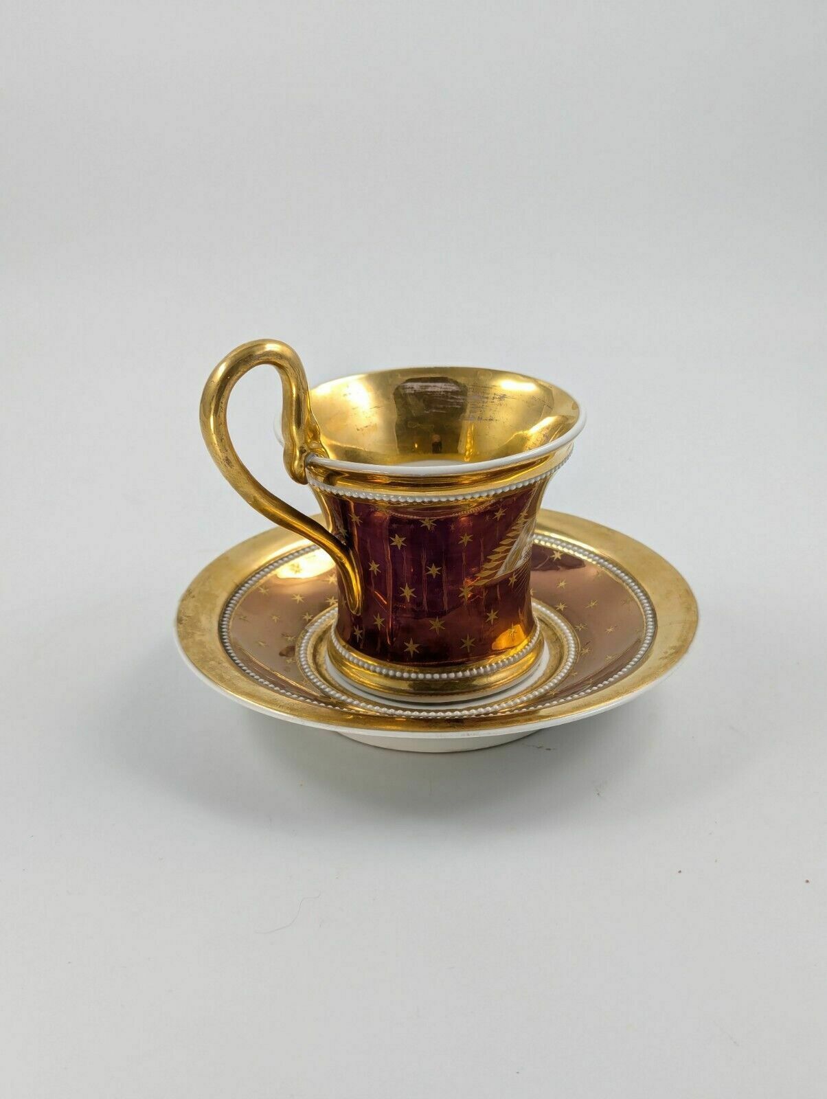 Antique Kpm Berlin, Germany, Porcelain Hand Painted Cup & Saucer, C. 1800 photo for sale