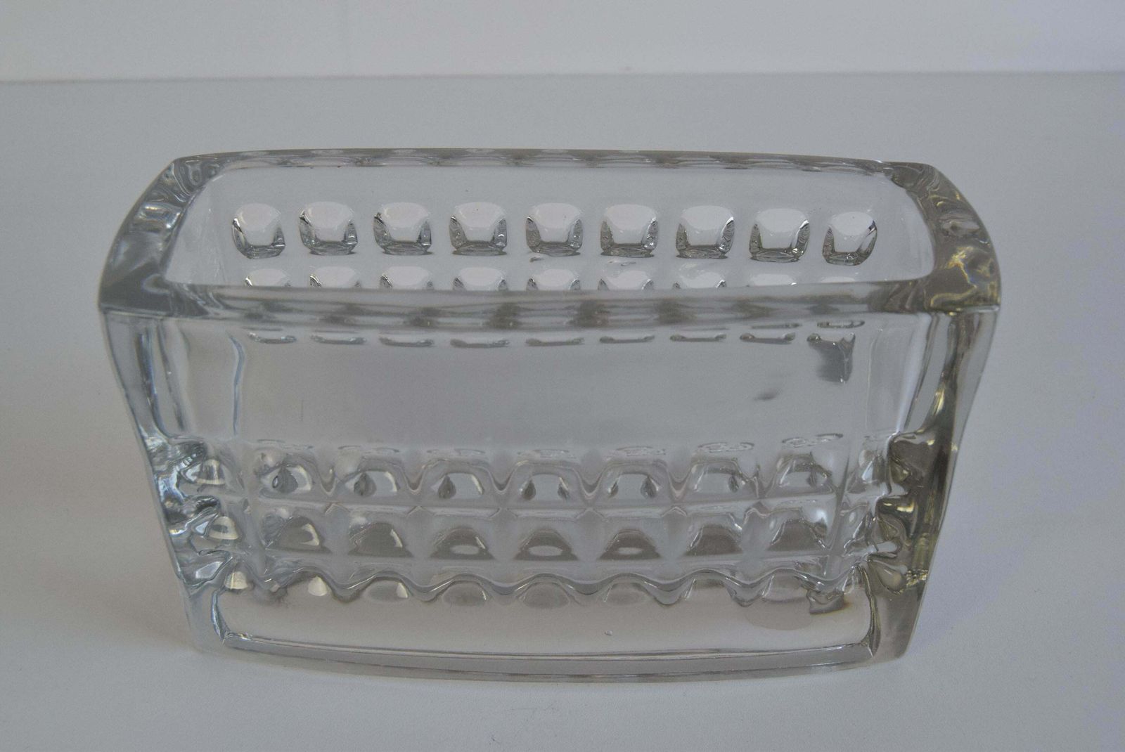 Vintage Jardiniere Glass Vase, By Rudolf Jurnikl, Rudolfova Hut, 1960's. photo vintage