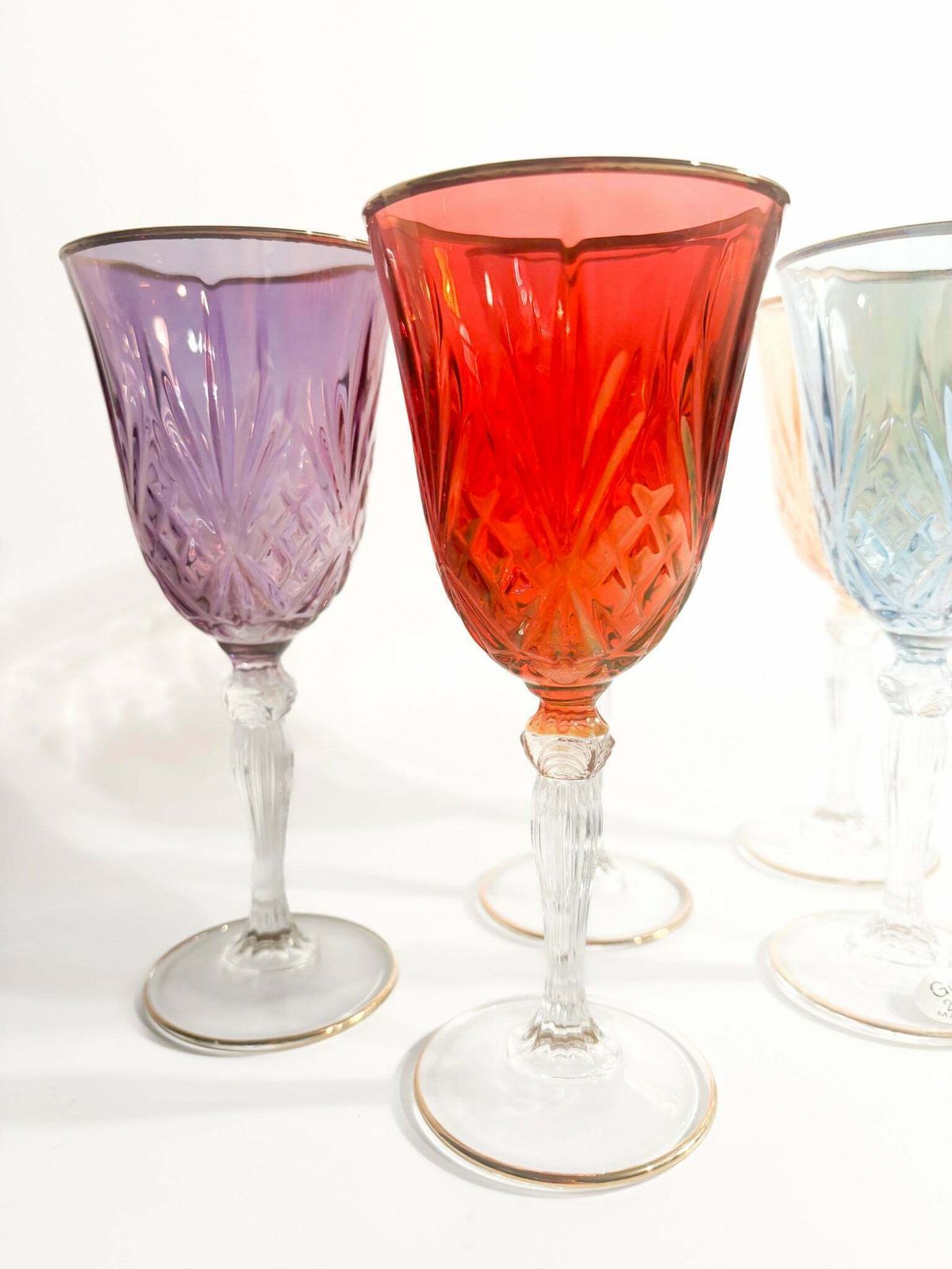 Set Of Five Glasses In Murano Glass And Pure Gold From The 1980s photo vinterior