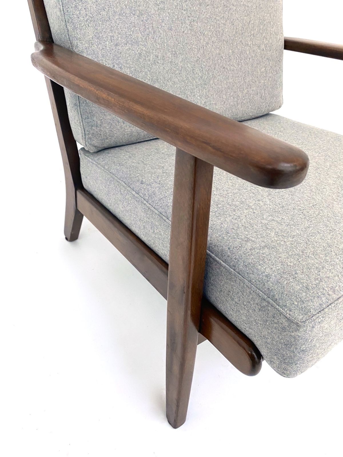 Danish Aage Pedersen Model Ge88 Teak And Grey Wool Lounge Armchair For Getama Mid Century 1950s photo vinterior