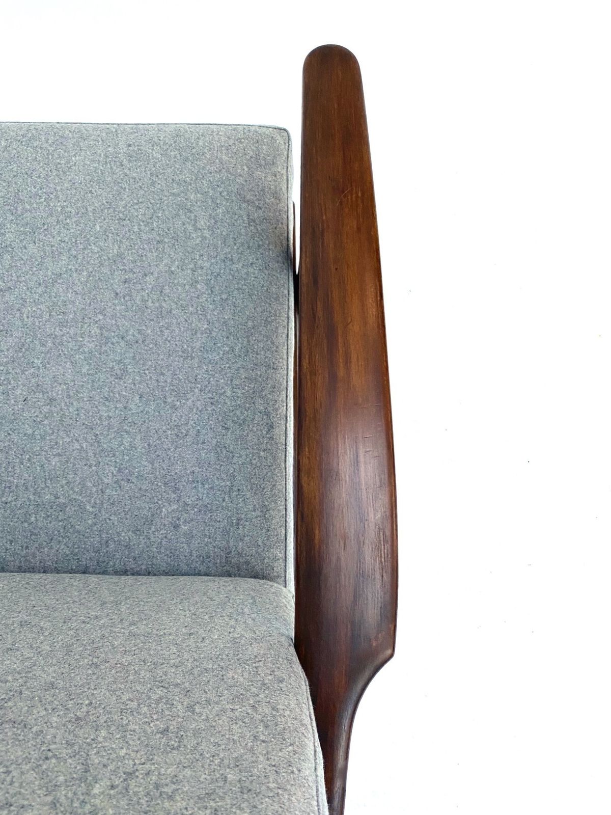 photo vintage Danish Aage Pedersen Model Ge88 Teak And Grey Wool Lounge Armchair For Getama Mid Century 1950s