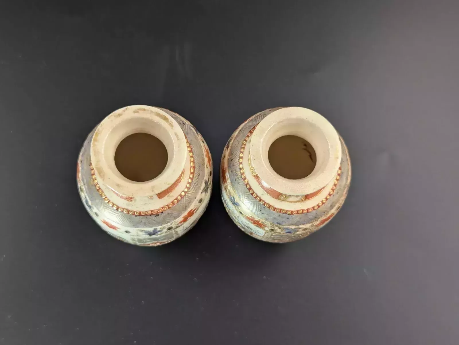 Antique Small Hand Painted Vases, Kutani, Japan, Meiji Period photo 400.0