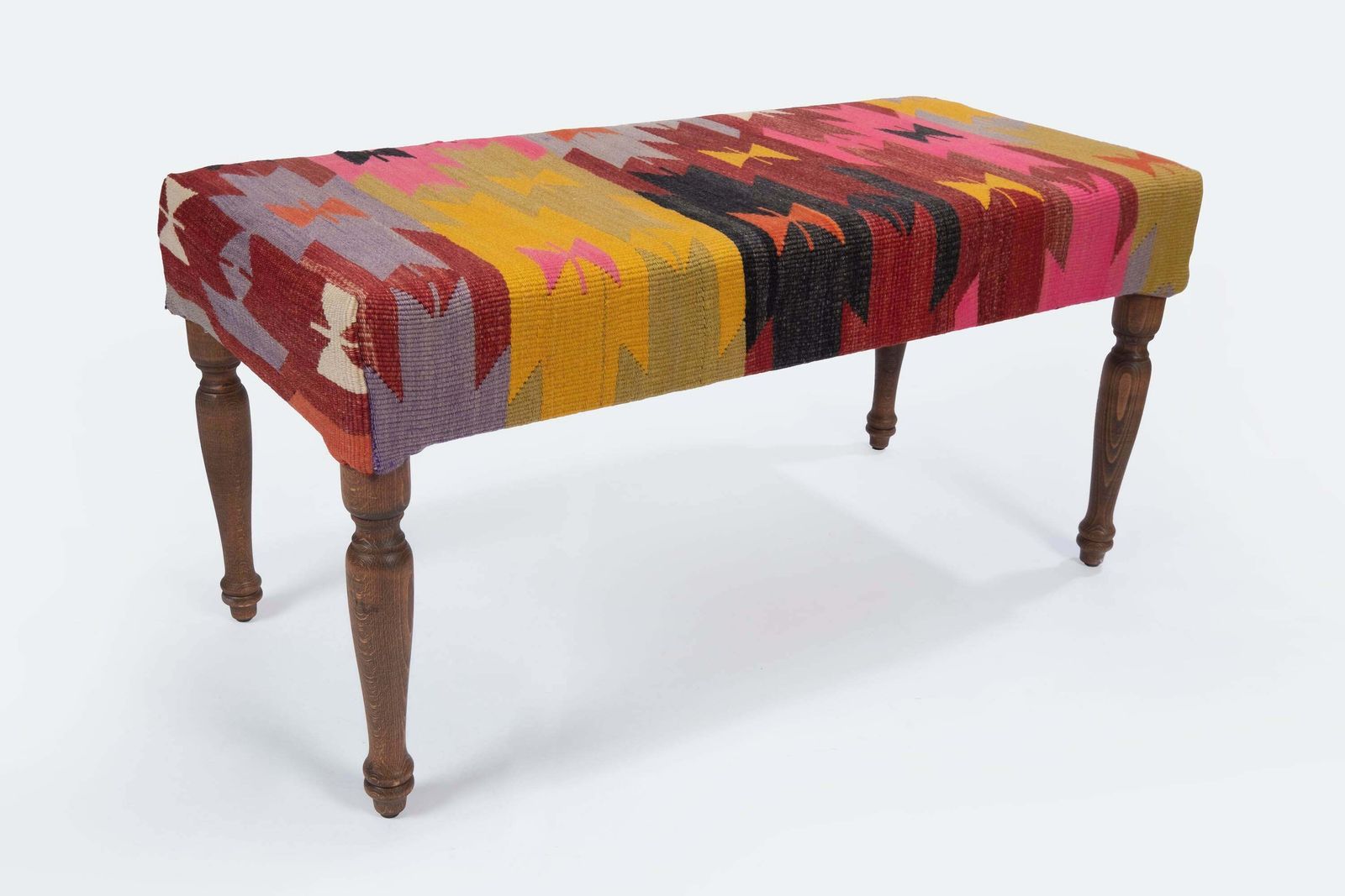 Kilim Bench Upholstered With Turkish Kilim Rug photo for sale