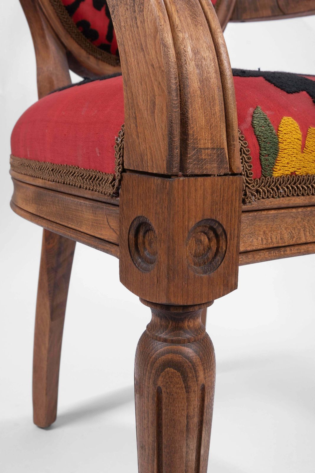 Vintage Wooden Suzani Armchair   Diningroom Chair With Bergere Style photo vintage