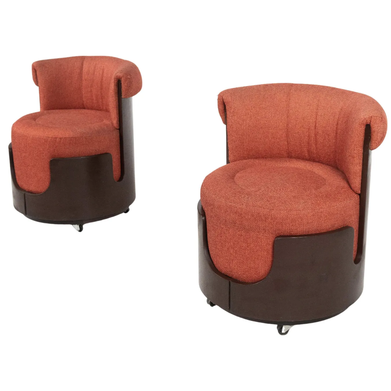 Mid Century Modern Pair Of Small Armchairs, Italy, Original Fabric