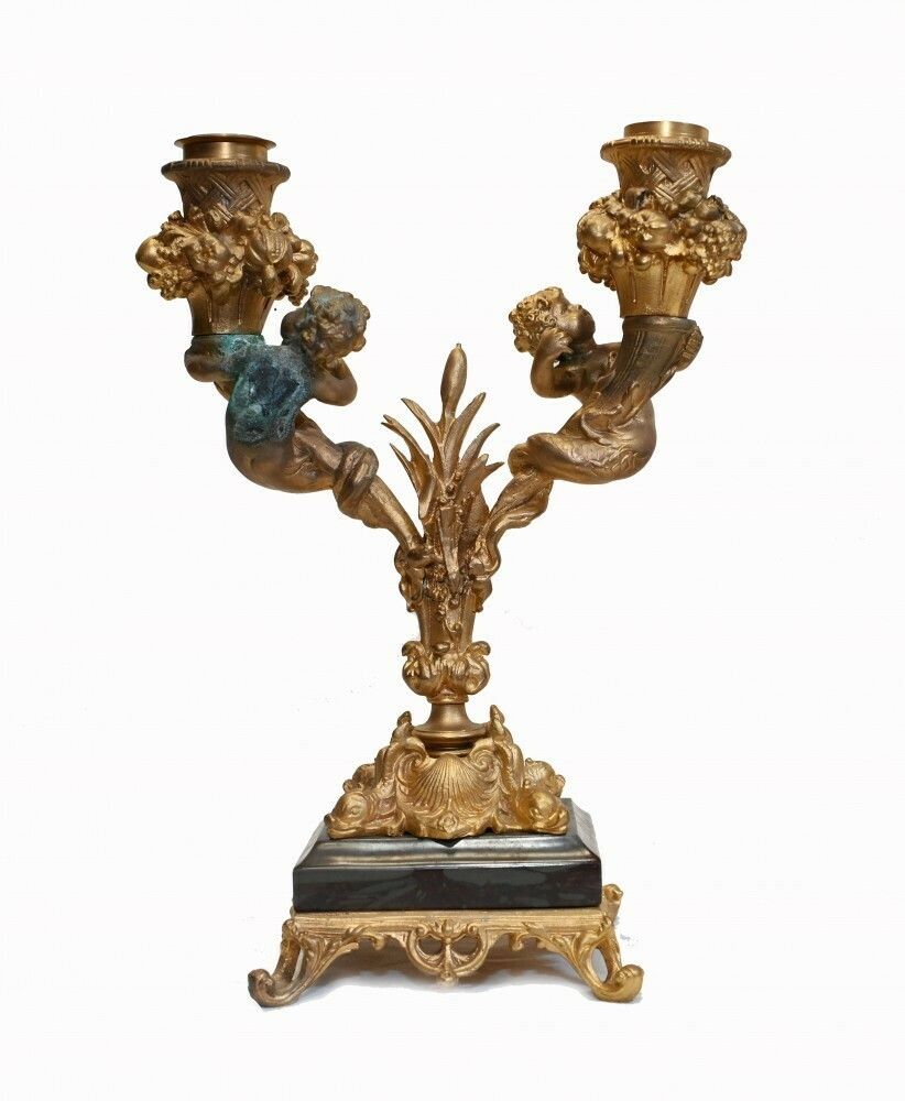 French Regency Centerpiece Candelabras Marble Gilt photo for sale
