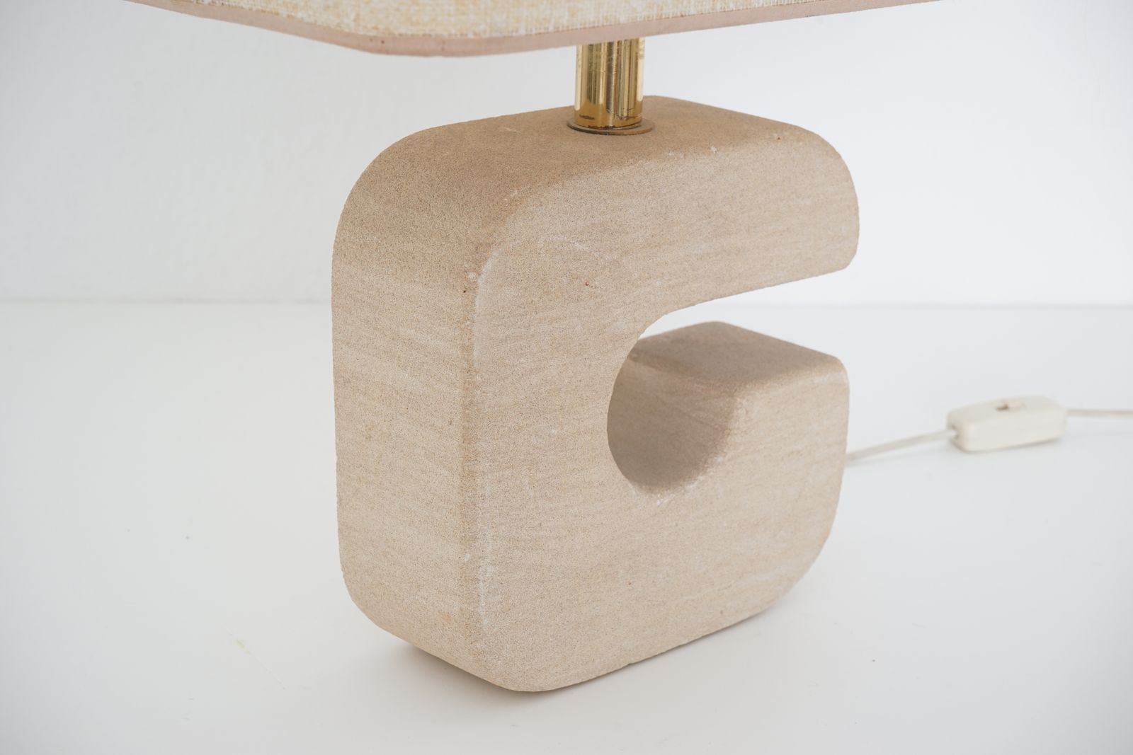 Desk Lamp From The 1960's In Sandstone And Beige Coloured Fabric photo furniture