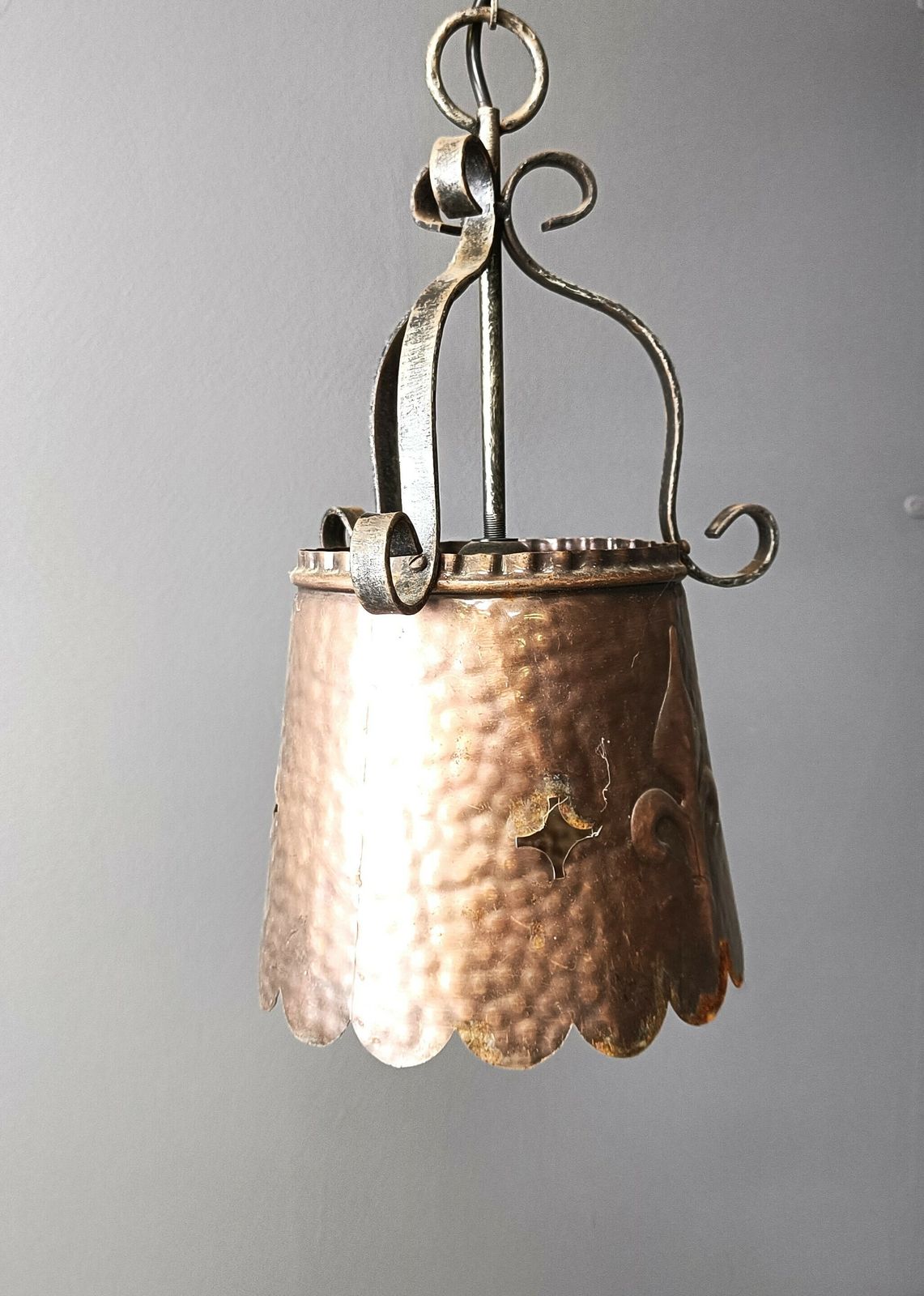 Brutalist Copper Pendant Light, 1970s photo furniture