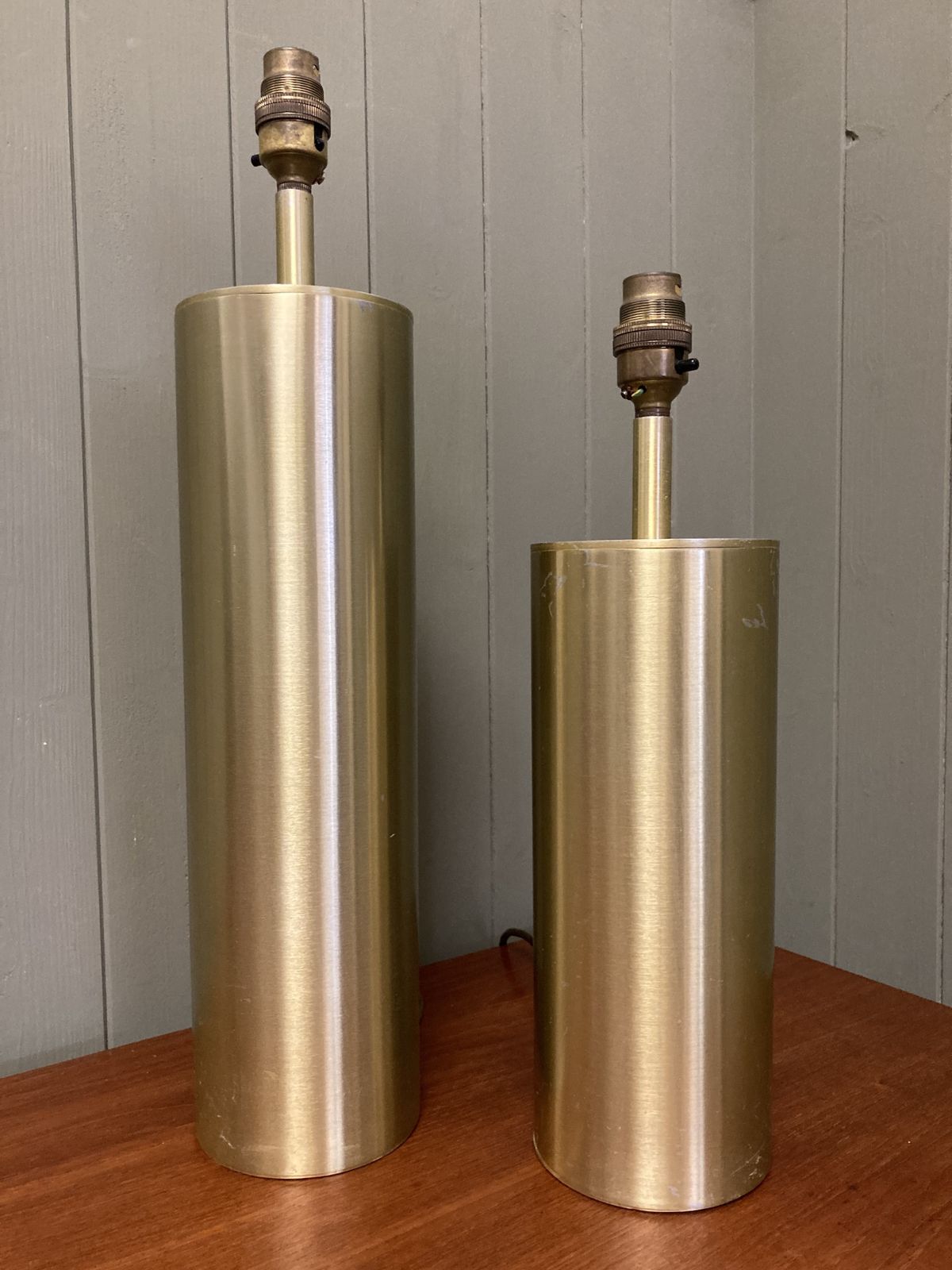Pair Of Swedish Style Brass Metal Mid Century Table Lamps
