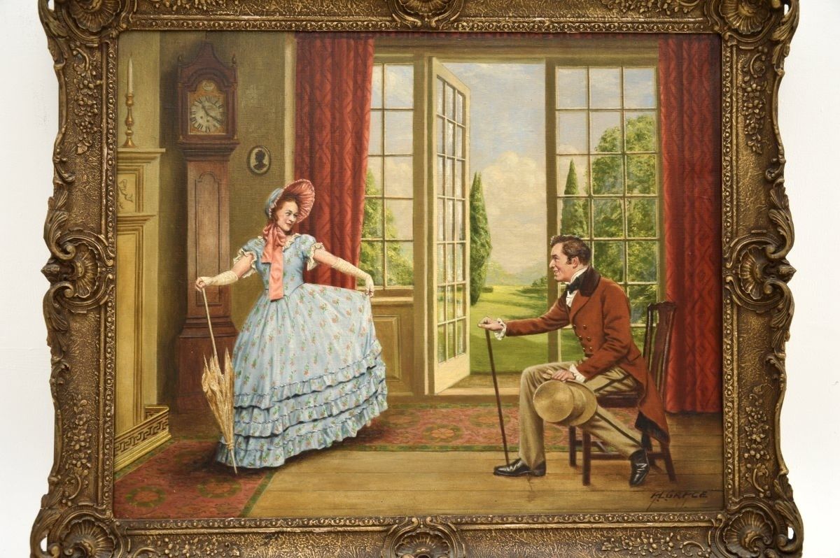 Antique Oil Painting On Canvass By Alfred Lyndon Grace photo furniture
