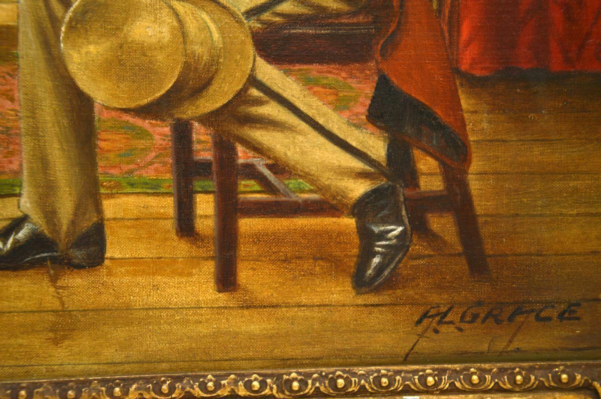 photo furniture Antique Oil Painting On Canvass By Alfred Lyndon Grace