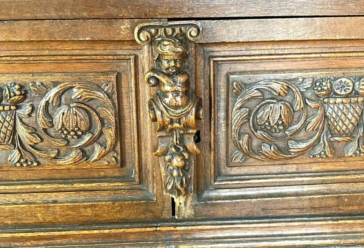 Renaissance Secretary Buffet In Carved Oak 18th Century photo buy