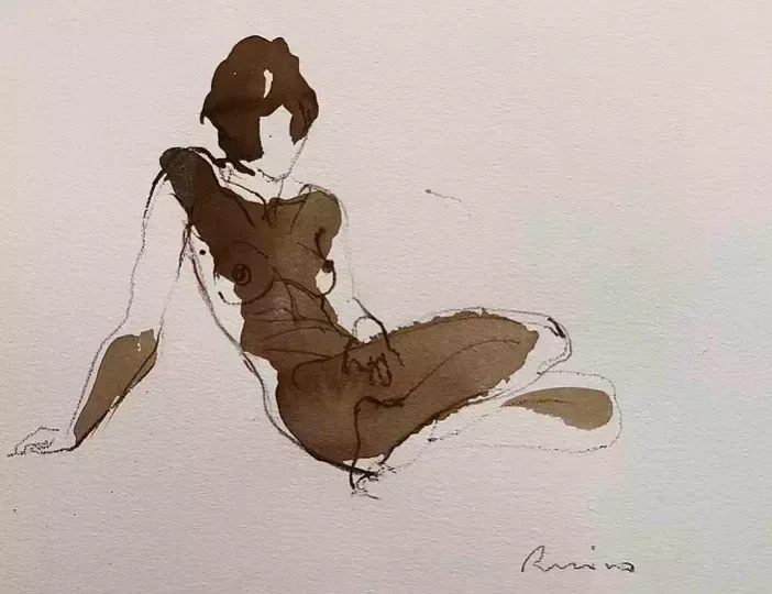 Serhiy Reznichenko, Watercolor Nude Sketch, 21st Century photo for sale