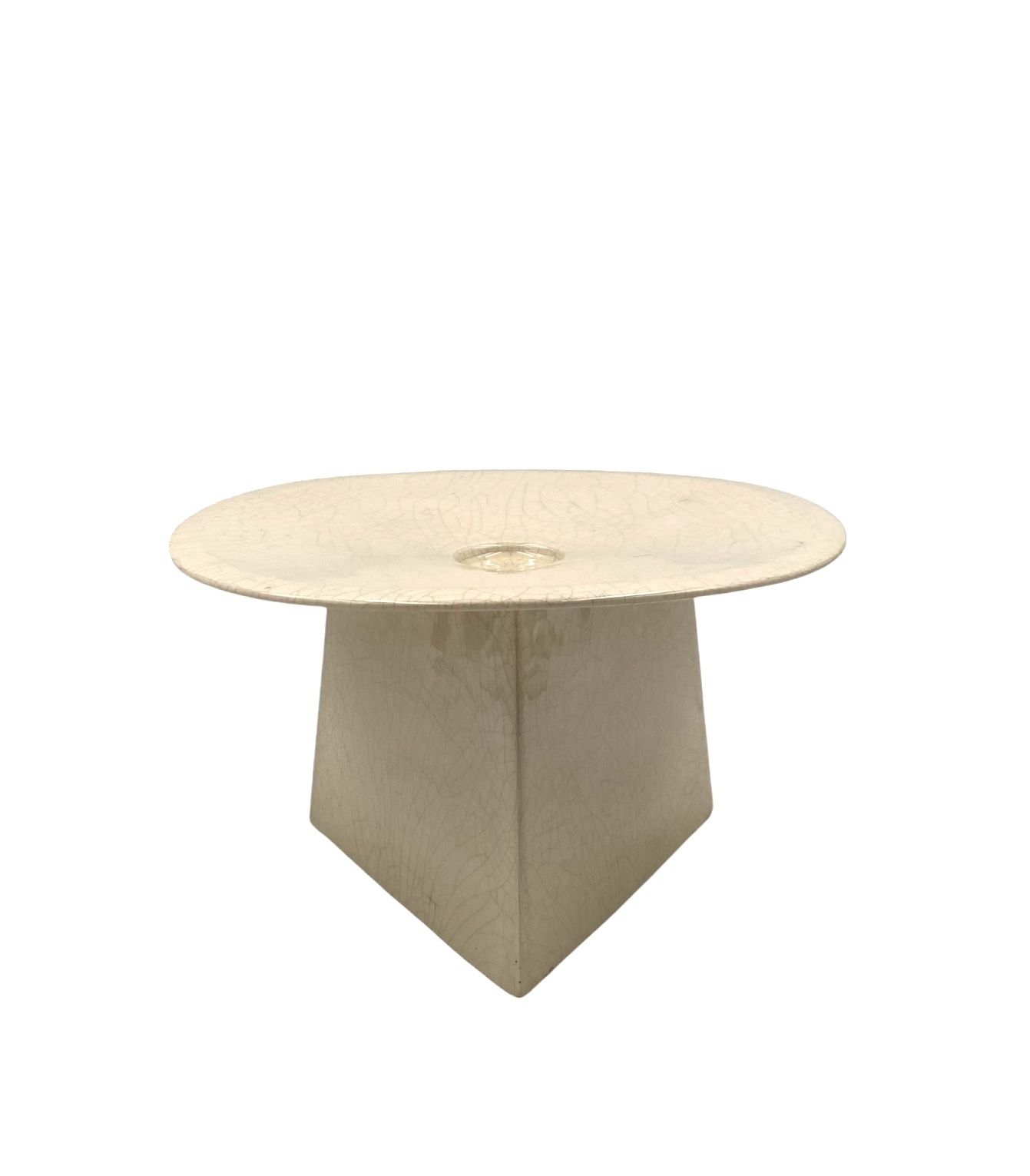 photo furniture White Craquele Ceramic Vide Poche, Leduc France 1970s