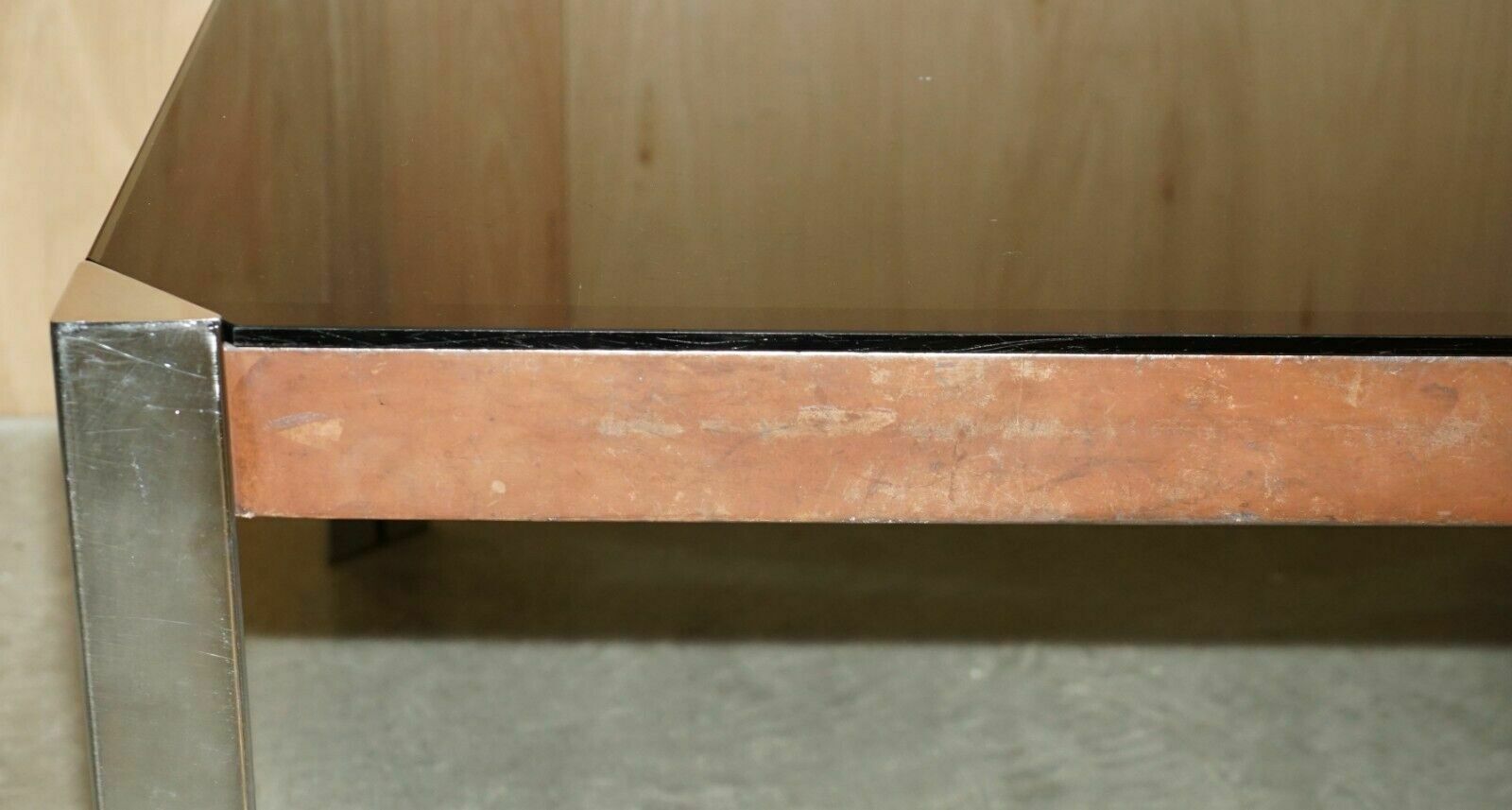 Hermes Paris Guido Faleschini Mid Century Modern Glass & Leather Dining Table photo for sale