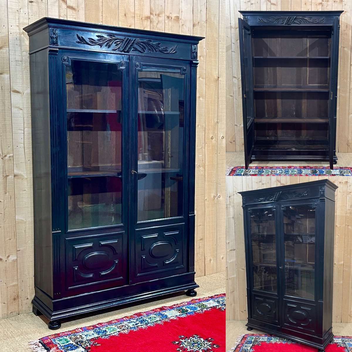Napoleon III 19th Century Bookcase In Blackened Wood