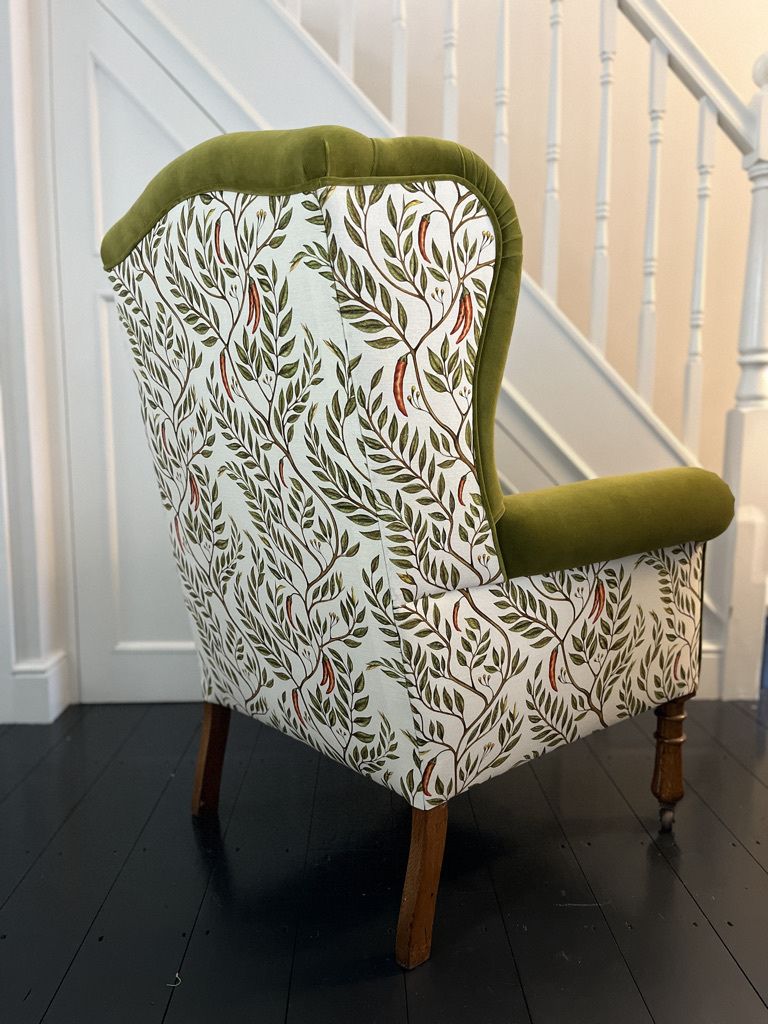 Reupholstered Edwardian Velvet/ Linen Armchairs  Set Of 2 photo for sale