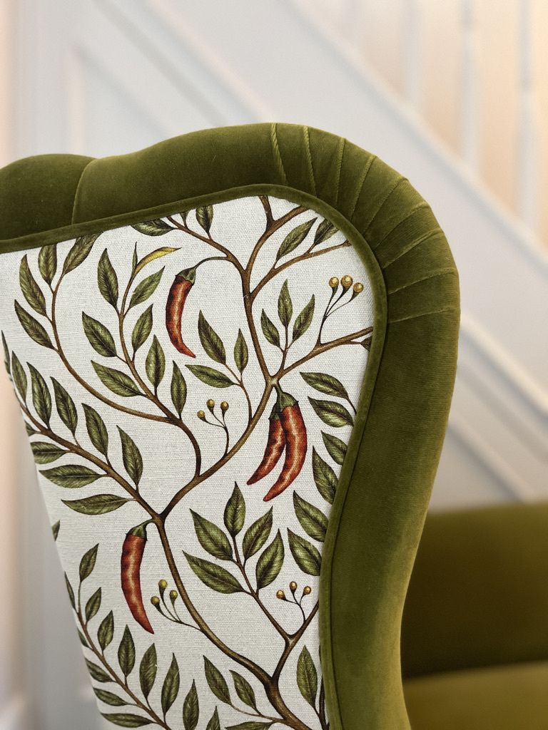 Reupholstered Edwardian Velvet/ Linen Armchairs  Set Of 2 photo 1800.0