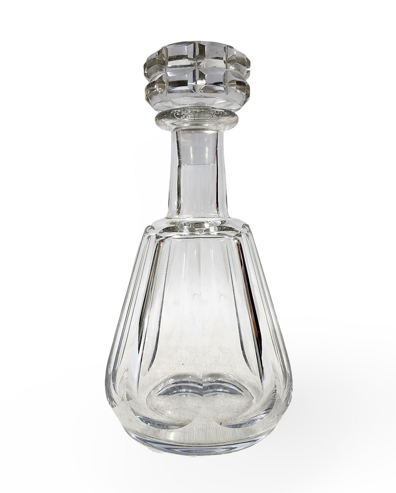 Mid 20th Century Modern Cut Crystal/Glass Decanter With Stopper Stamped By Baccarat, France