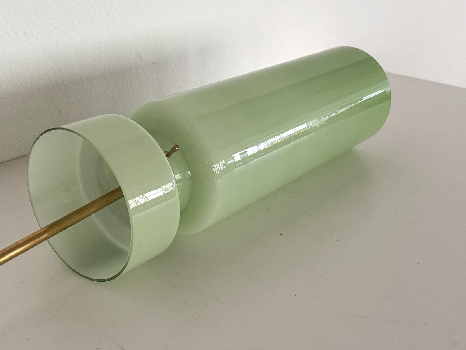 Italian Murano Glass Pendant Light In Kiwi Green By Vistosi, 1980s photo vintage