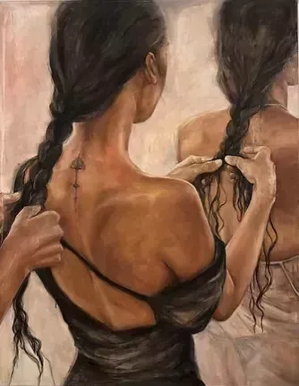Meryem Tayganskaya, Nude Painting, Oil On Canvas, 21st Century photo furniture