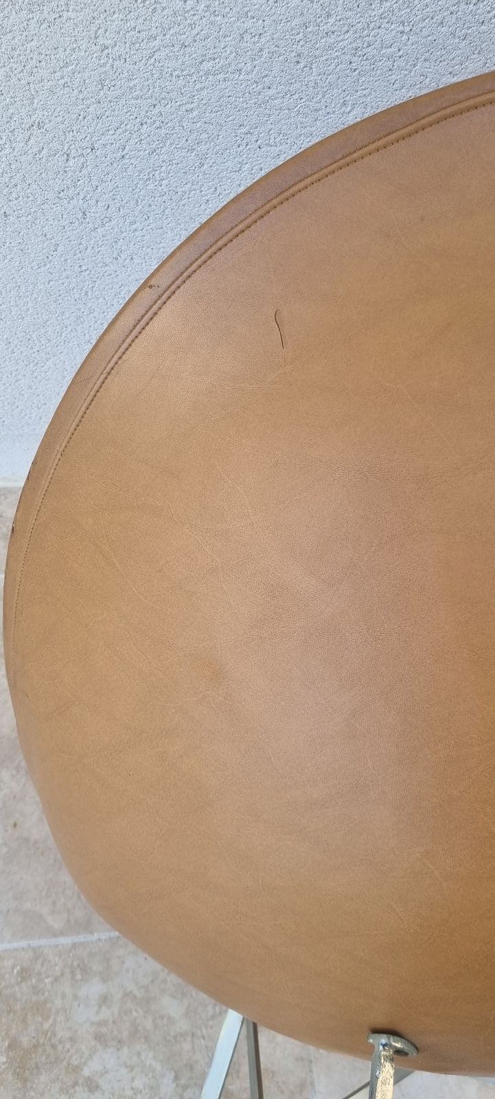 Vintage 1950s French Style Egg Chair In Cognac Faux Leather. photo Furniture