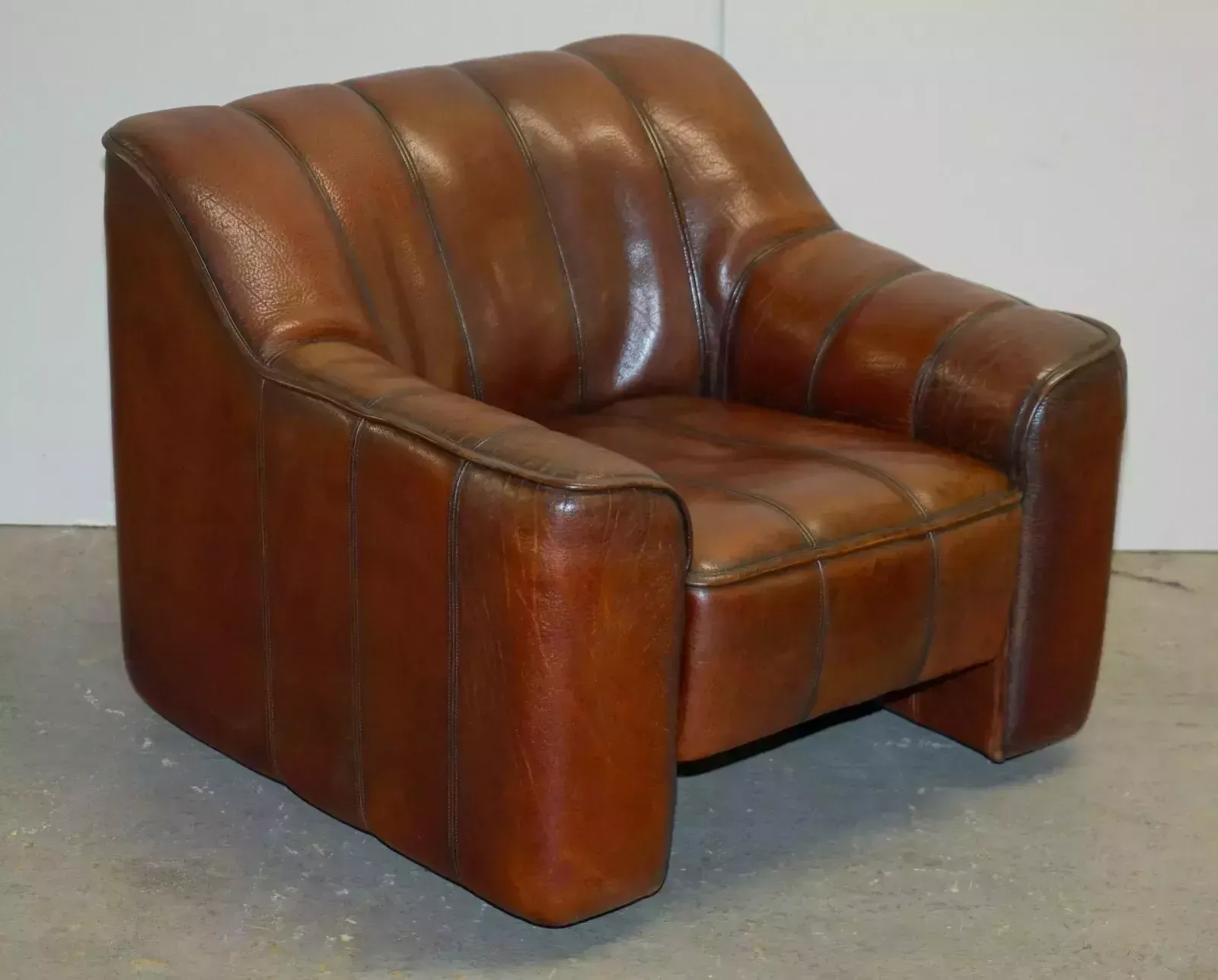 Cir 1960's De Sede Ds 44 Reclining Brown Buffalo Neck Leather Armchair & Ottoman photo furniture
