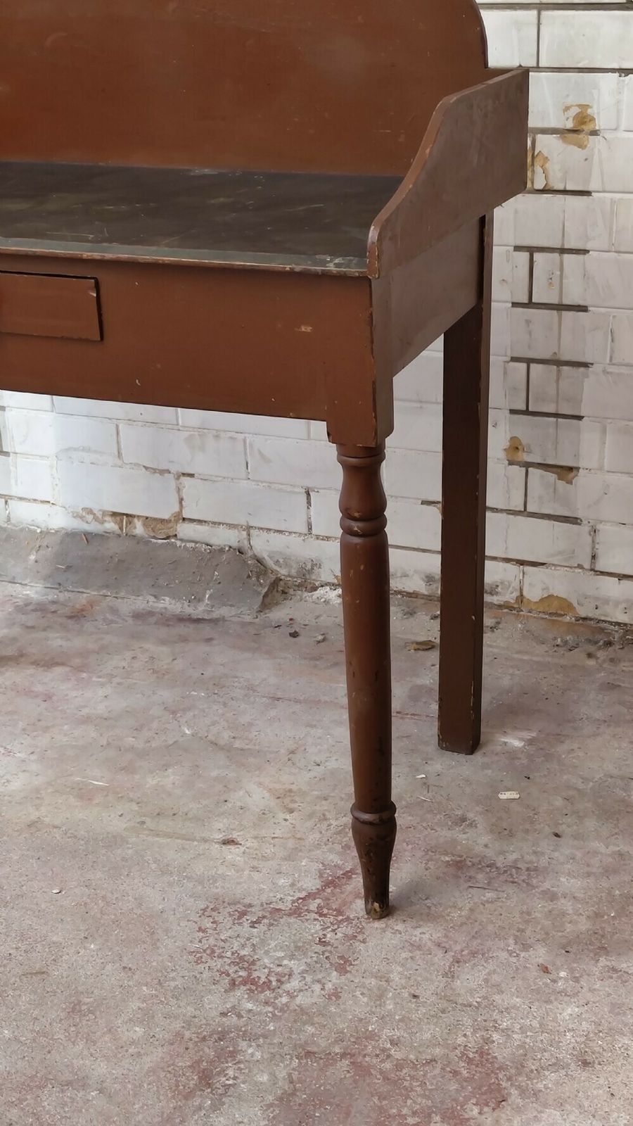 Antique Victorian Rustic Scumbled Pine Washstand Table With Faux Marble Top photo for sale