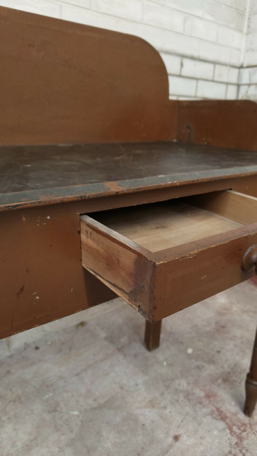 photo for sale Antique Victorian Rustic Scumbled Pine Washstand Table With Faux Marble Top