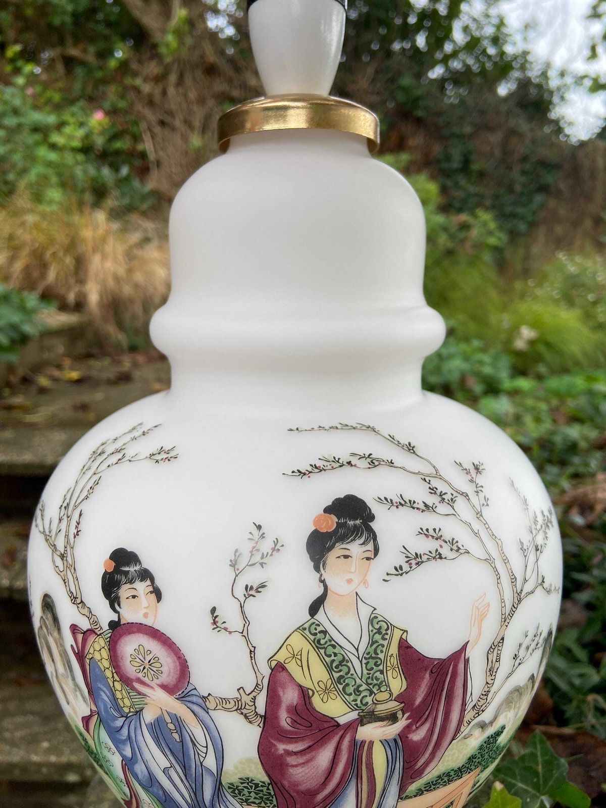 Simply Stunning Early Mid Century Italian Table Lamp Depicting Geishas And Japanese Scene   Working Table Lamp photo 155.0