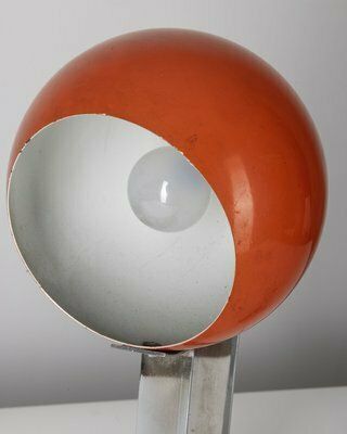 Vintage Italian Table Lamp In Marble And Orange Metal, 1960s photo Lighting