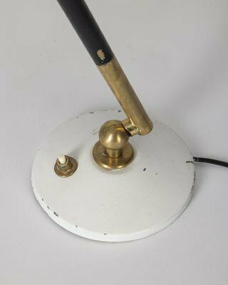 photo furniture Vintage Italian Table Lamp In Brass And White Metal, 1960s